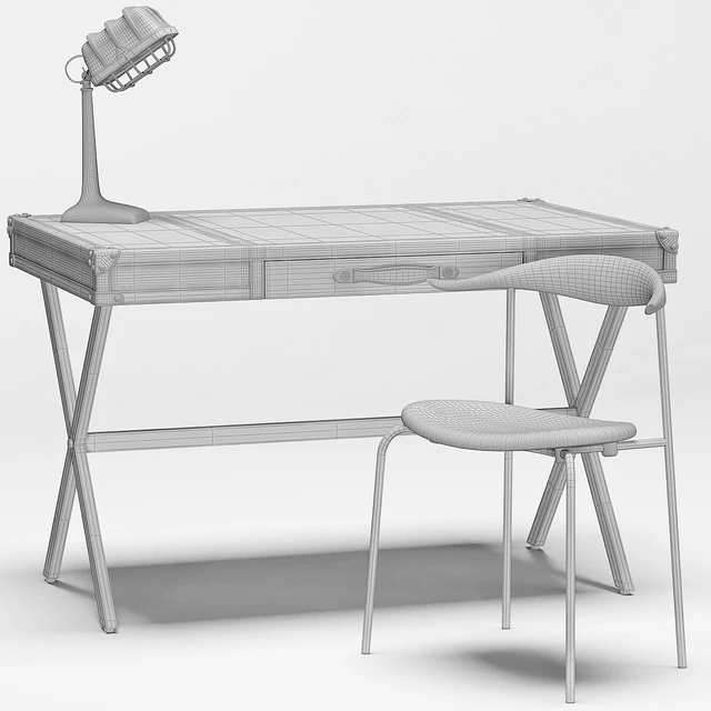 Luke Industrial Leather Desk, CH88 Stacking Chair, Shermer Industrial Lamp — Descargar