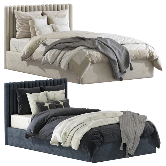 Bed with soft headboard 5 — Descargar