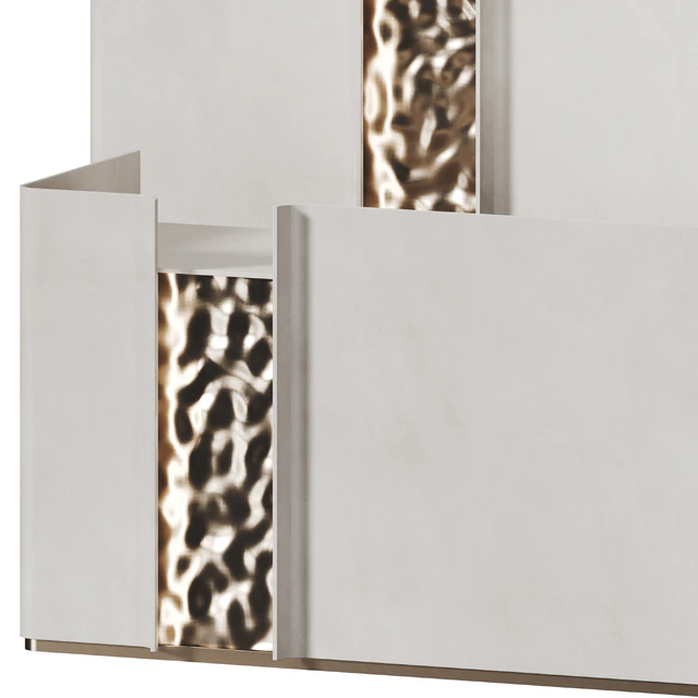 Reception desk with gold metal panels | AV 076 — Descargar