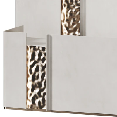 Reception desk with gold metal panels | AV 076 — Ver 5