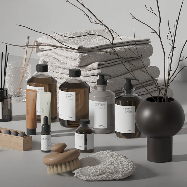 Bathroom accessories set with branch — Descargar