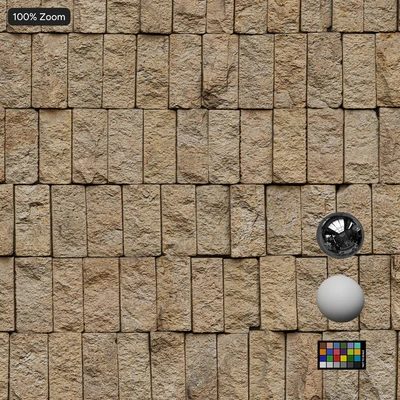 stacked split face stone block wall texture sandy — View 7