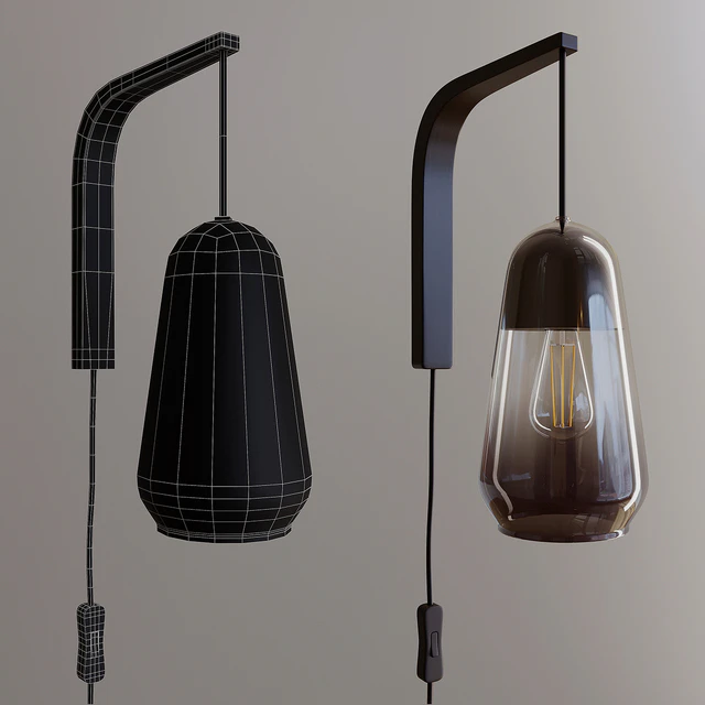La Redoute Interieurs. NASOA wall sconce made of glass and wood. Natural, Black — Descargar