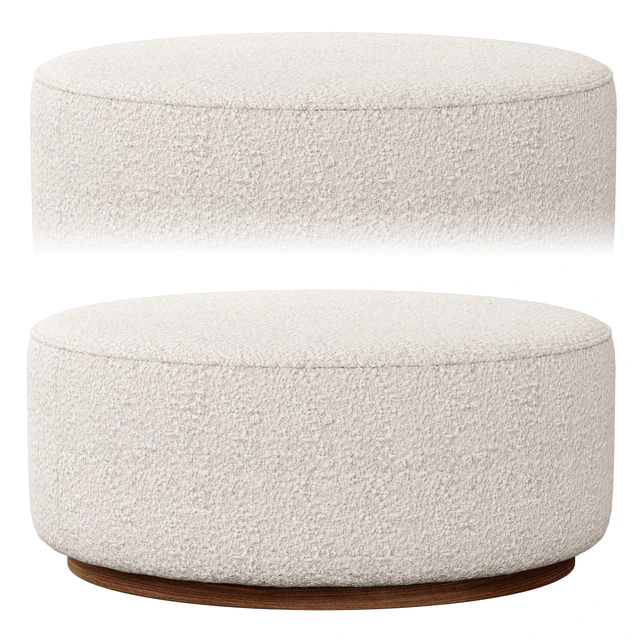 Sinclair Large Round Boucle Ottoman Whistler Oyster Suede by Four Hands — Descargar