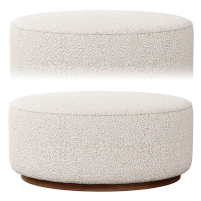 Sinclair Large Round Boucle Ottoman Whistler Oyster Suede by Four Hands — Ver 4