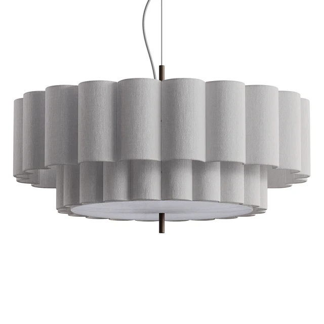 Folia large scalloped natural linen pendant — Descargar