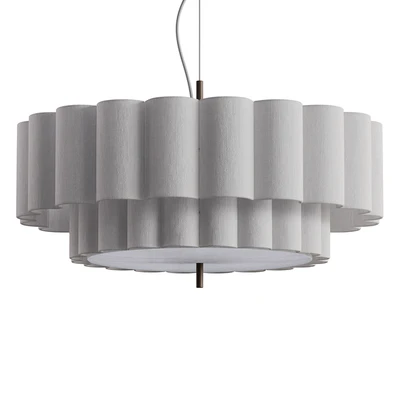 Folia large scalloped natural linen pendant — Ver 3