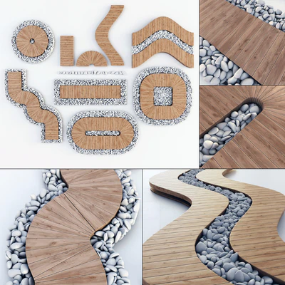 Board  road pebble  collection n2 / Дорога из досок с галькой конструктор — Вид 1