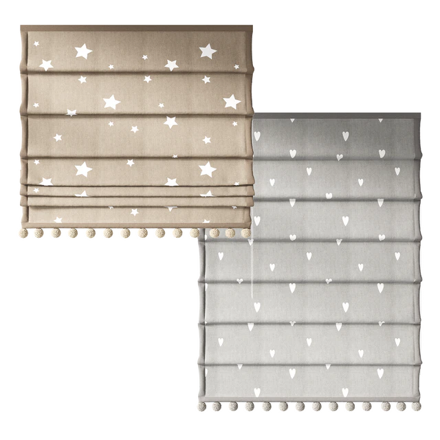 Roman curtains for the nursery with pompoms ZS 01 — Descargar