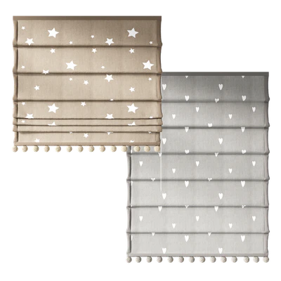 Roman curtains for the nursery with pompoms ZS 01 — Ver 5