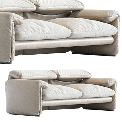White Sheepskin Maralunga Sofa by Vico Magistretti for Cassina, Italy — View 6