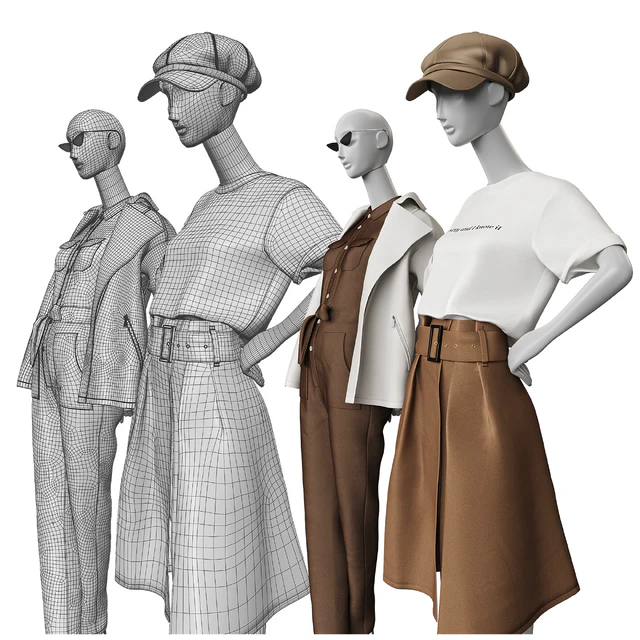 Set of classic women's clothing on mannequins — Descargar