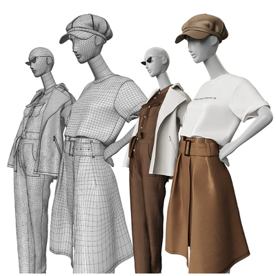 Set of classic women's clothing on mannequins — Ver 6