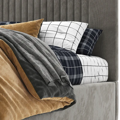Upholstered Platform Bed With French HeadBoard — Ver 5
