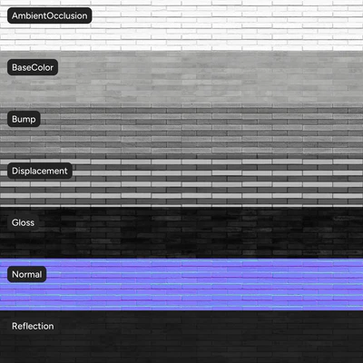 dragfaced thin protruding running bond brick wall texture gray — Вид 5