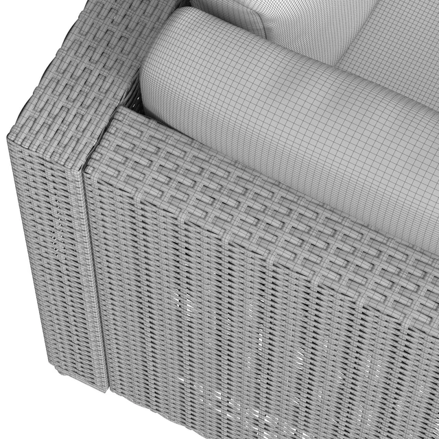 Black corner chair (wicker outdoor furniture) 02 — Descargar