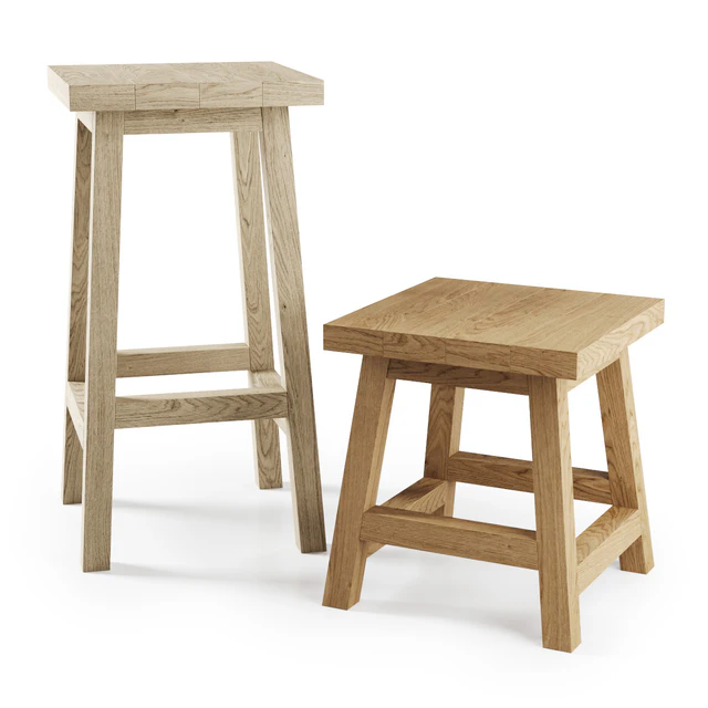 Деревянный барный стул с табуреткой / Wooden Bar stool — Скачать