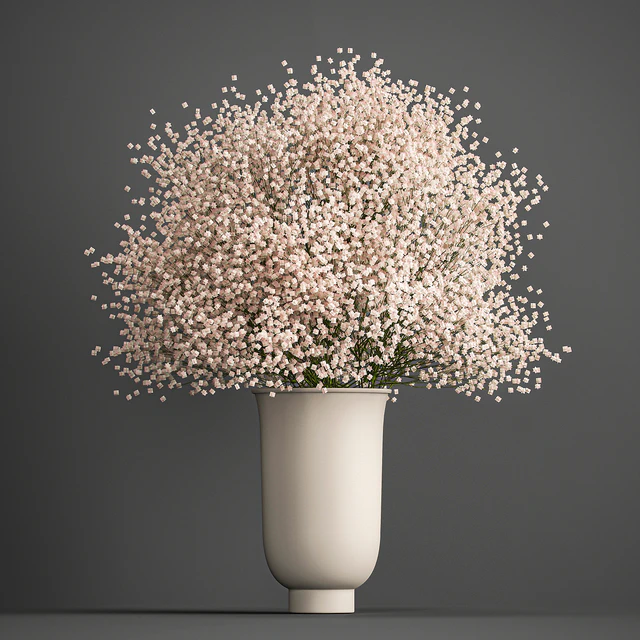 Bouquet of white flowers in a vase with Gypsophila, Gibsolyubka, Kachim. 201. — Descargar