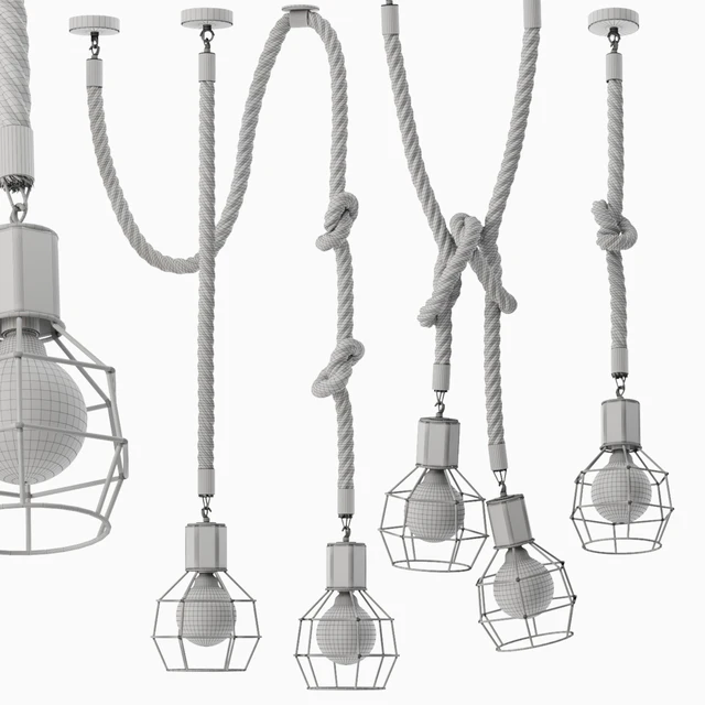 Подвесной светильник LOFT ROPE CHANDELIER CAGE Mono — Скачать