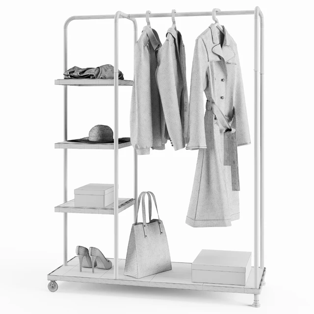 Rack Ikea Kornsjo with Clothes and Accessories — Download