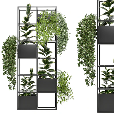 indoor plants in rusty concrete pot on metal shelf - Set 110 — Вид 7
