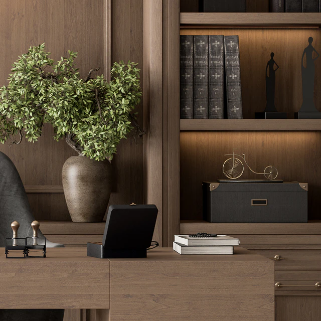 Classic Boss Desk and Library Wood Set - Office Furniture 278 — Скачать