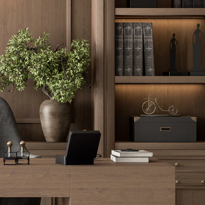 Classic Boss Desk and Library Wood Set - Office Furniture 278 — Вид 6