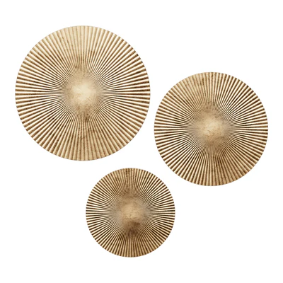 CosmoLiving Wall Panel By Cosmopolitan Wood Contemporary Wall Decor - Set Of 3 - Gold - 24" X 24" — скачать