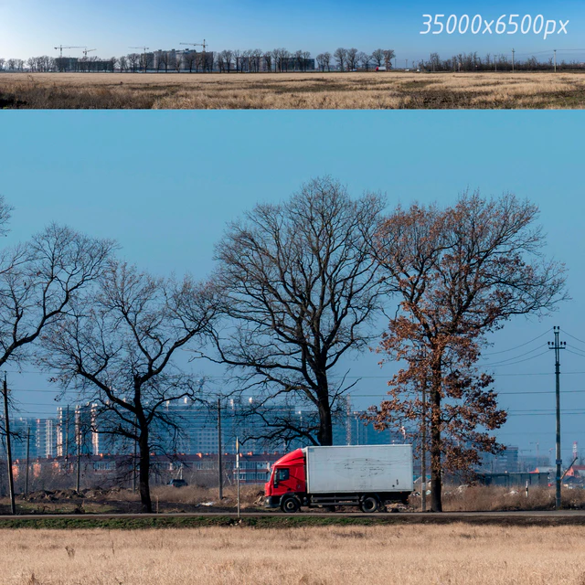 Countryside panorama of new buildings and trees — Descargar