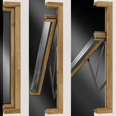 Откидное распашное деревянное металлическое окно / Top swing hinged wooden metal window — Вид 7