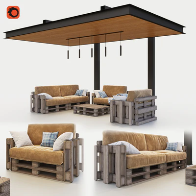 Canopy with garden furniture from pallets — Ver 1