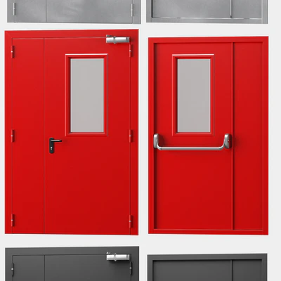 Metal fire doors, 4 colors — Ver 3