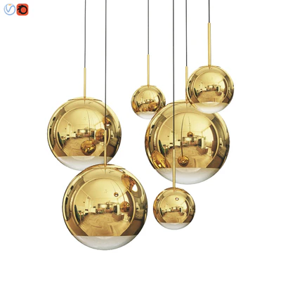 Mirror Ball Pendant Gold Dinning Light Set — Скачать