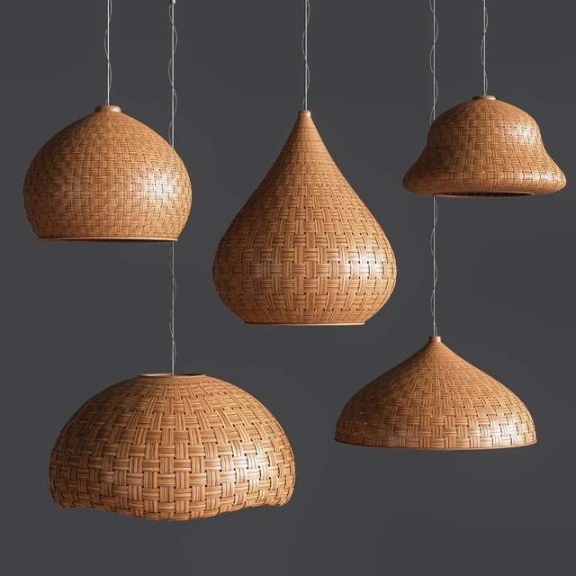 Rattan pendant lights 01 — Скачать