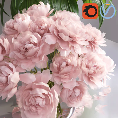 pastel pink peonies in 2 vases — Вид 3