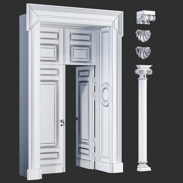 Classic wooden doors and carved elements — Descargar