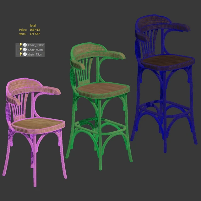 A set of Viennese chairs for a cafe, restaurant. 3 models — Descargar