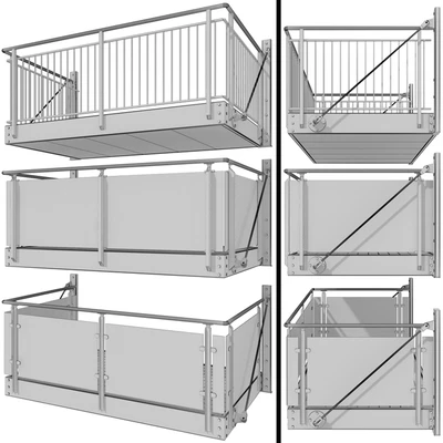 Metal balcony (3 types of console balconies) — Ver 5