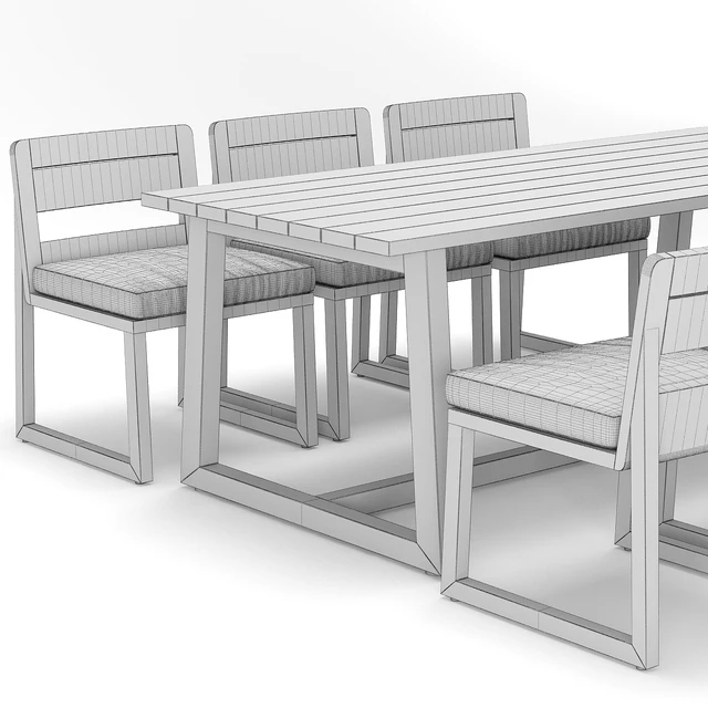 RH Outdoor Sebastian rectangular table chair — Скачать
