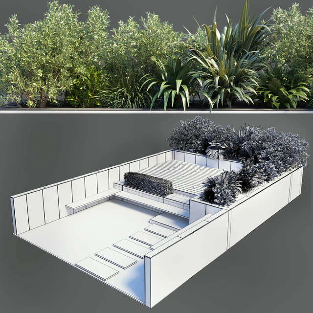 Backyard - Urban Environment Urban Furniture Green Benches 19 — Скачать