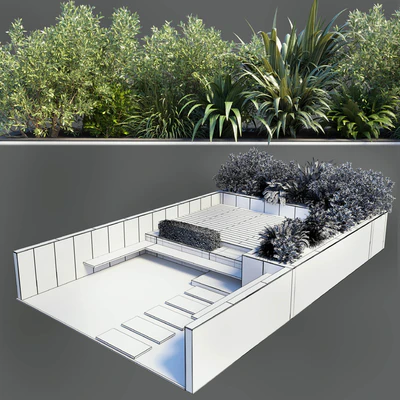 Backyard - Urban Environment Urban Furniture Green Benches 19 — Вид 5