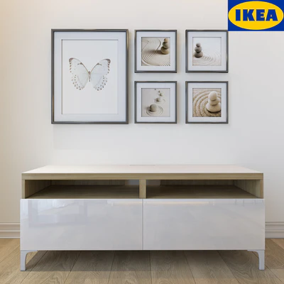 Тумба IKEA Бесто с картинами — Вид 1