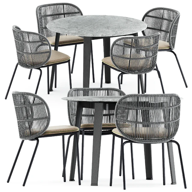 Kodo dining chairs by Vincent Sheppard and Ginepro round Outdoor table by bebitalia — Descargar