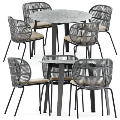 Kodo dining chairs by Vincent Sheppard and Ginepro round Outdoor table by bebitalia — Ver 1