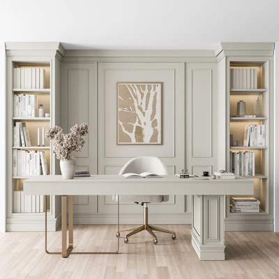 Classic Boss Desk and Library Set - Office Furniture 277 — Вид 1