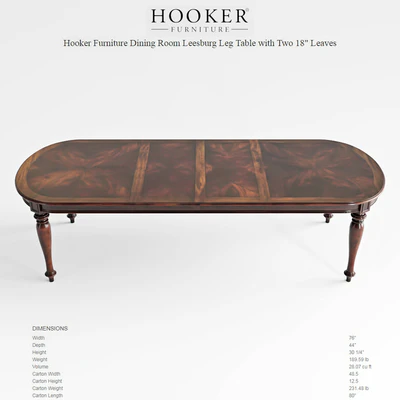 Hooker Furniture Dining Room Leesburg Leg Table — Ver 3
