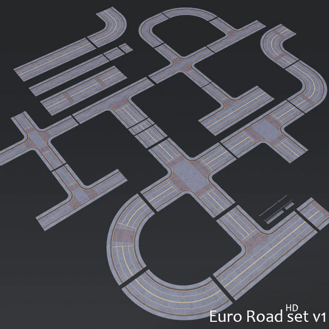 Euro Road set v1 (low poly) HD — Descargar