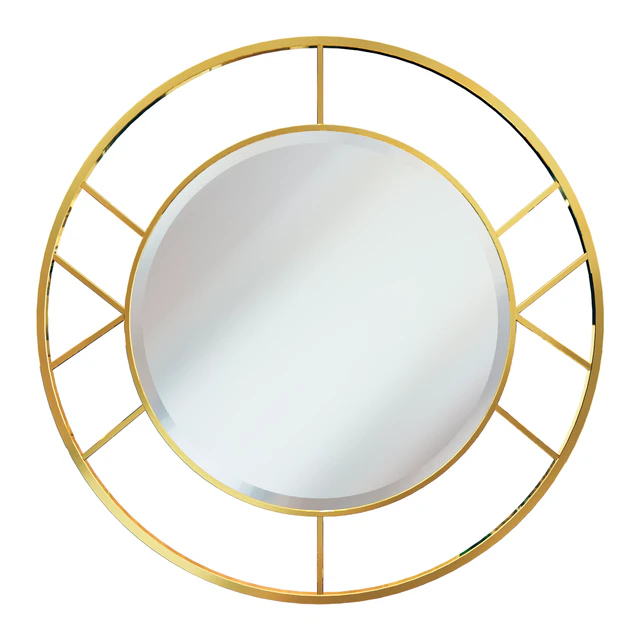 Round mirror in a metal frame (gold) KFG082 — Descargar