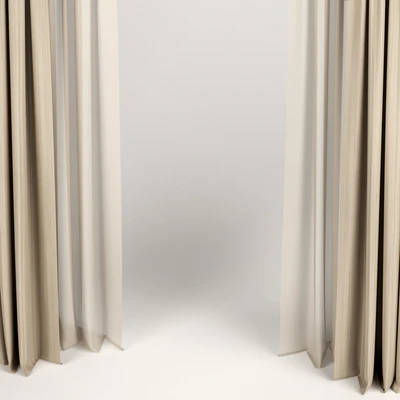 Light brown curtains with Roman and tulle. — Ver 3