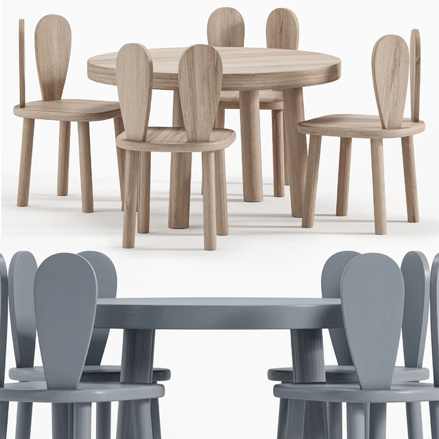 Rabbit Chair Wooden Kids Table By Etsy — Descargar